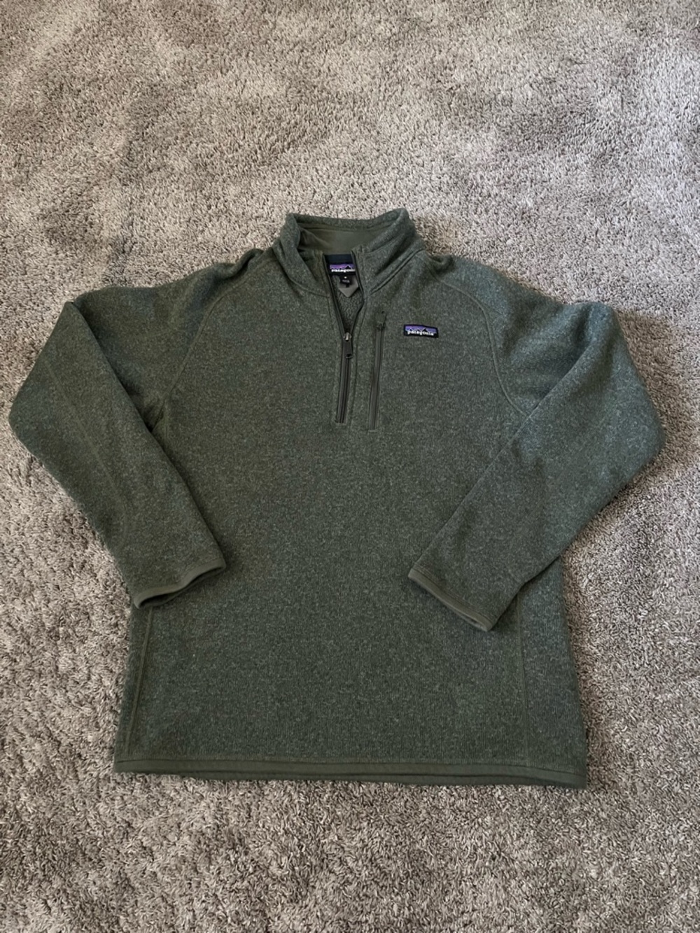 Patagonia Better Sweater 1/4 Zip Men's Medium M Olive Green Hiking Pullover
